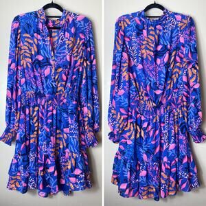 NWT LILLY PULITZER DRESS 16 XL SHILAH SHORT BOREALIS BLUE ABSOLUTE PURRFECTION